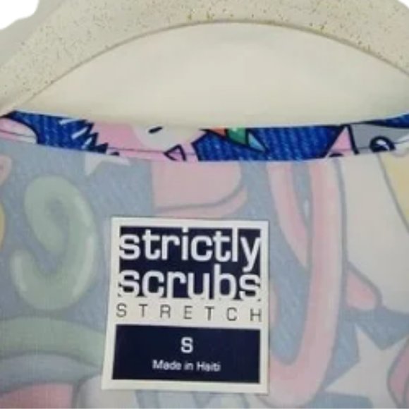 NWOT | Strictly Scrubs | Candyland Dreams Royal 4-Pocket V-Neck Print Scrub Top - Picture 5 of 5